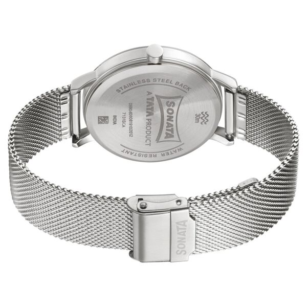 Sonata Quartz Analog with Date Black Dial Stainless Steel Strap Watch for Men - image number 3