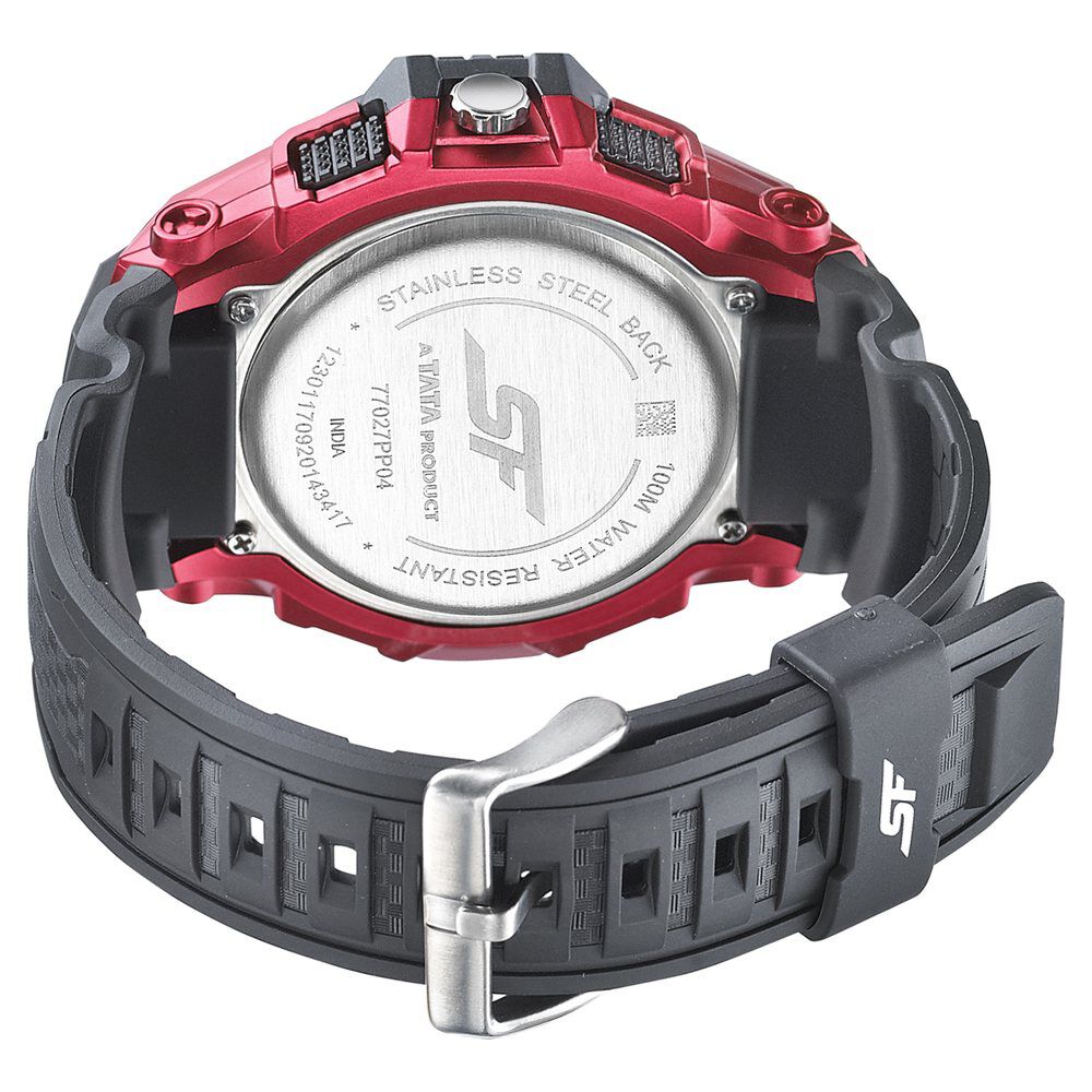 Buy Online SF Quartz Analog Digital Black Dial PU Strap Watch for Men nr77027pp04 Sonata