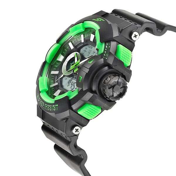 SF Quartz Analog Digital Black Dial PU Strap Watch for Men - image number 2