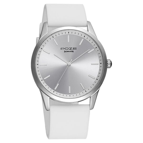 Poze by Sonata Quartz Analog Silver Dial Silicone Strap Watch for Men - image number 1