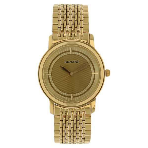 Sonata Quartz Analog Brown Dial Stainless Steel Strap Watch for Men - image number 0