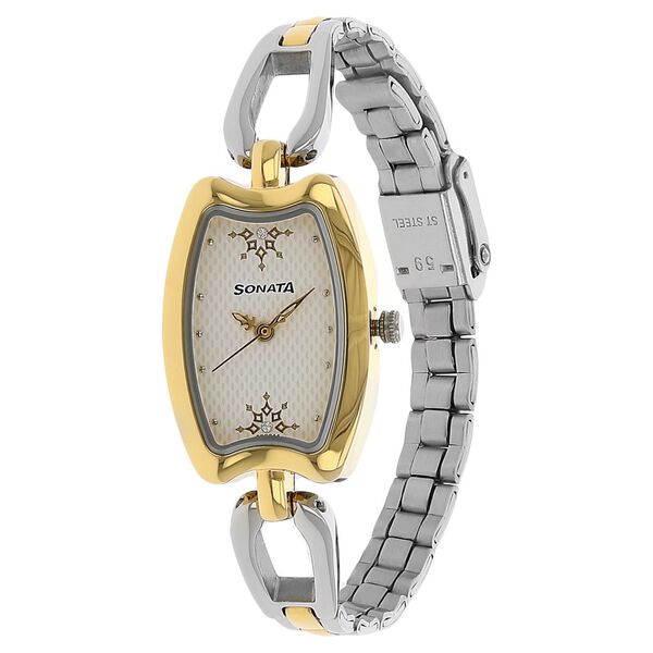 Sonata Quartz Analog White Dial Stainless Steel Strap Watch for Women - image number 1