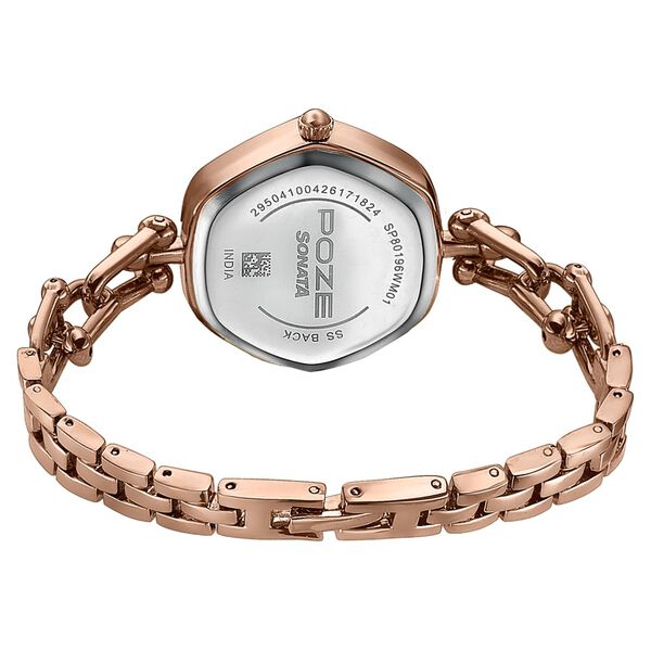 Poze Poze Quartz Analog White Dial Rose Gold Metal Strap Watch For Women - image number 6