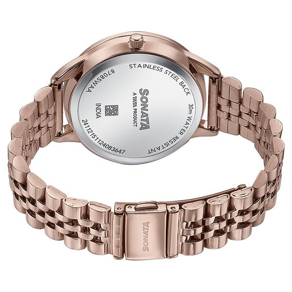 Sonata Wedding Edit Quartz Multifunction Pink Dial Stainless Steel Strap Watch For Women - image number 5