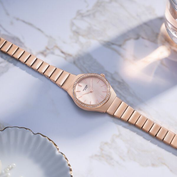 Sonata Poze Quartz Analog Pink Dial Metal Strap Watch for Women - image number 0