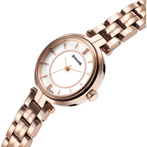 Sonata Wedding Quartz Analog Off White Dial Stainless Steel Strap Watch For Women - image number 1