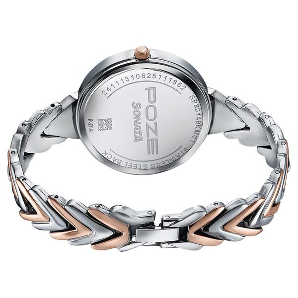 Poze By Sonata Quartz Analog Mother of Pearl Dial Two Toned Metal Strap Watch For Women - image number 6