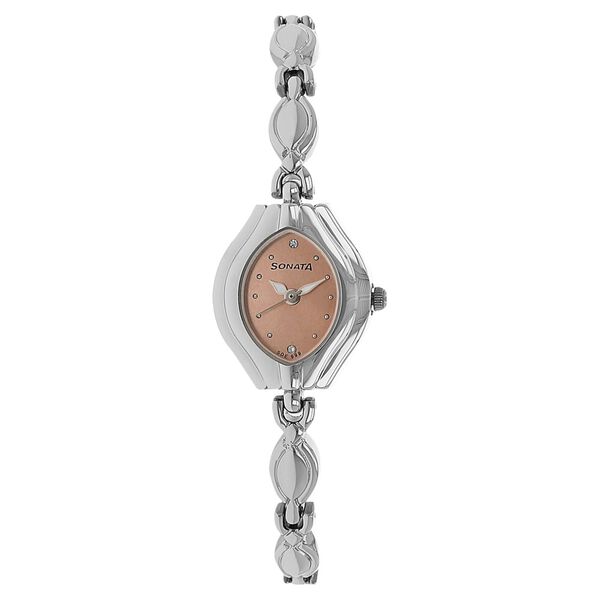 Sonata Quartz Analog Peach Dial Stainless Steel Strap Watch for Women - image number 0
