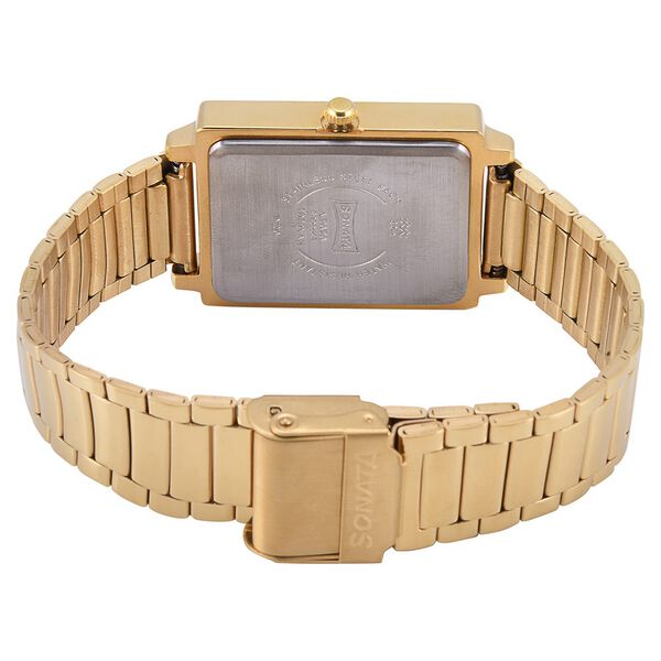 Sonata Quartz Analog with Day and Date Champagne Dial Stainless Steel Strap Watch for Men - image number 3