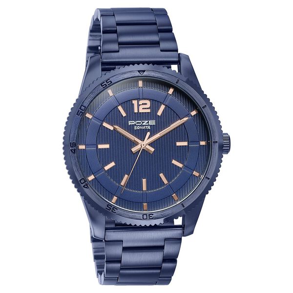 Sonata Poze Quartz Analog Blue Dial Metal Strap Watch For Men - image number 2