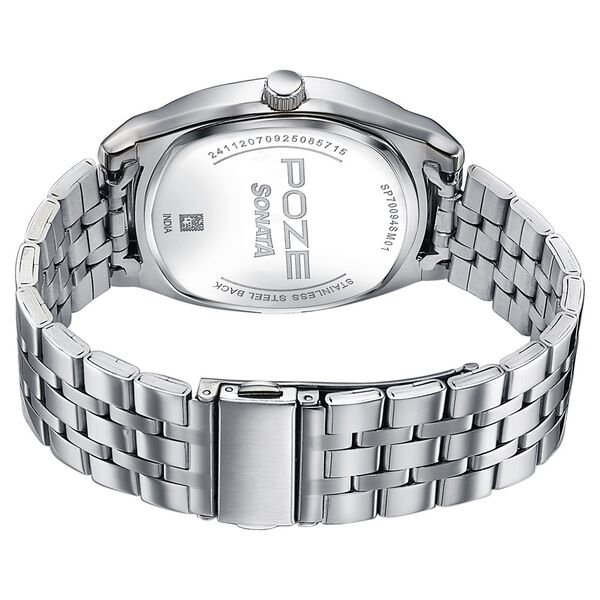 Poze By Sonata Quartz Analog Green Dial Silver Metal Strap Watch For Men - image number 6