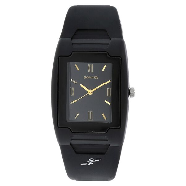 SF Quartz Analog Black Dial Plastic Strap Watch for Men - image number 0