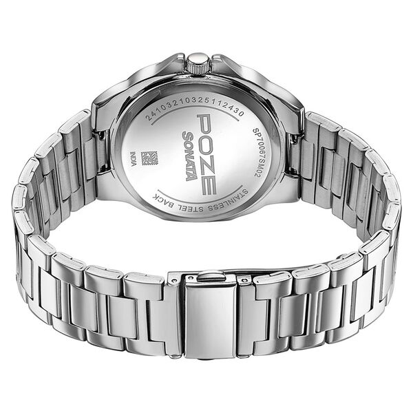 Sonata Poze Quartz Analog Yellow Dial Silver Colour Stainless Steel Strap Watch For Men - image number 6