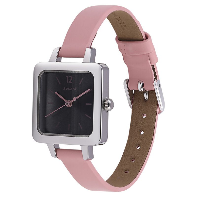 Sonata Splash Grey Dial Women Watch With Leather Strap - image number 2