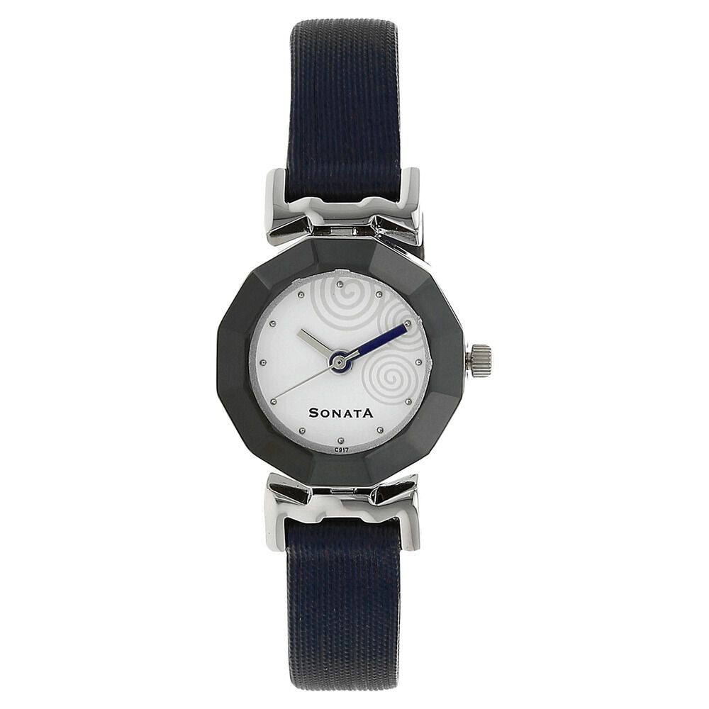 Buy Online Sonata Quartz Analog White Dial Leather Strap Watch for Women nn8943sl02 Sonata