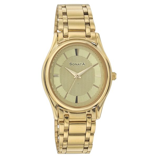 Sonata Quartz Analog Champagne Dial Strap Watch for Men - image number 0