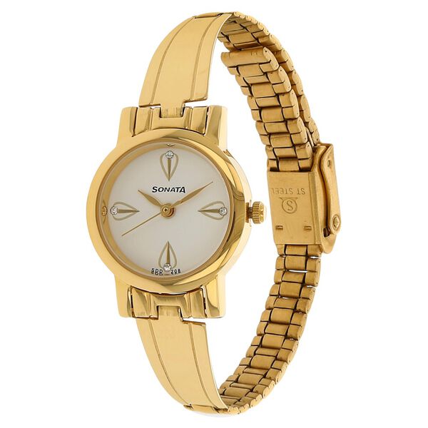 Sonata Quartz Analog White Dial Stainless Steel Strap Watch for Women - image number 1