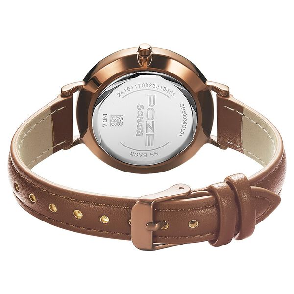 Poze by Sonata Quartz Analog Brown Dial PU Leather Strap Watch for Women - image number 4