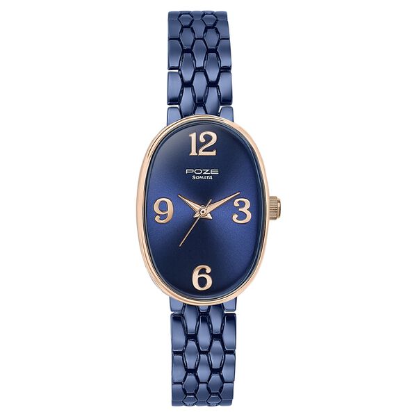 Sonata Poze Quartz Analog Blue Dial Metal Strap Watch For Women - image number 1