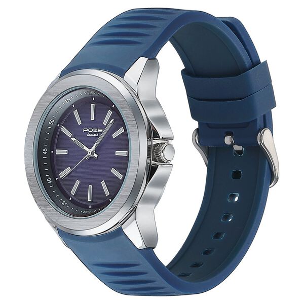 Sonata Poze Quartz Analog Blue Dial Plastic Strap Watch For Men - image number 3