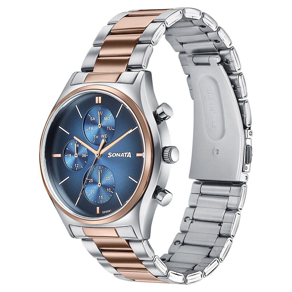 Buy Online Sonata Festive Quartz Multifunction Blue Dial Two Toned