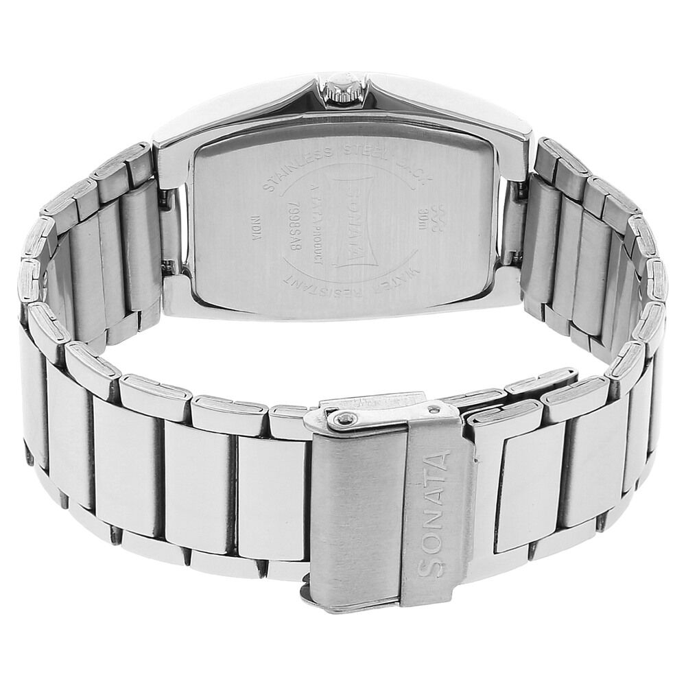 Buy Online Sonata Quartz Analog Grey Dial Stainless Steel Strap Watch for Men nm7998sm01 Sonata