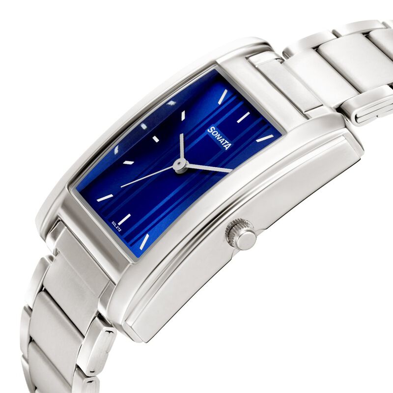 Sonata Quartz Analog Blue Dial Stainless Steel Strap Watch for Men - image number 2