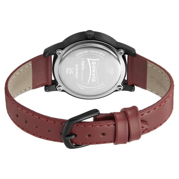 Sonata Lite White Dial Women Watch With Leather Strap - image number 3