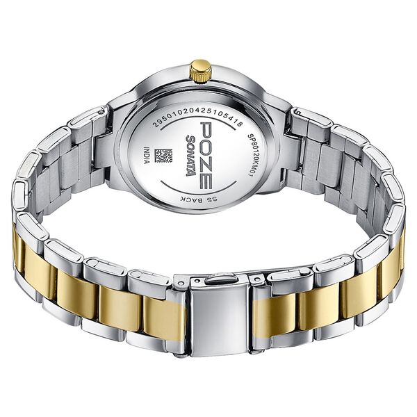 Sonata Poze Quartz Analog White Dial Two Toned Colour Stainless Steel Strap Watch For Women - image number 6