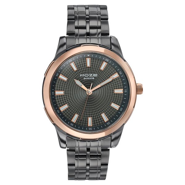 Sonata Poze Quartz Analog Grey Dial Grey Metal Strap Watch For Men - image number 1