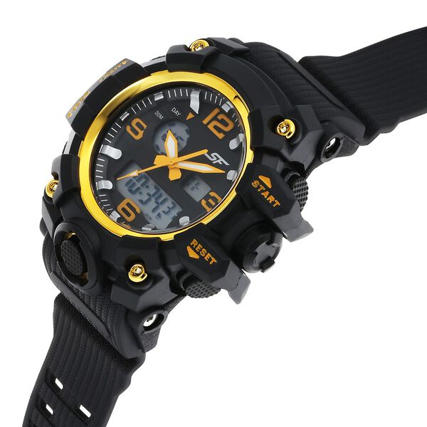 SF Sparq Quartz Digital Analog Digital Black Round Dial Black Polyurethane Strap Watch For Men - image number 1