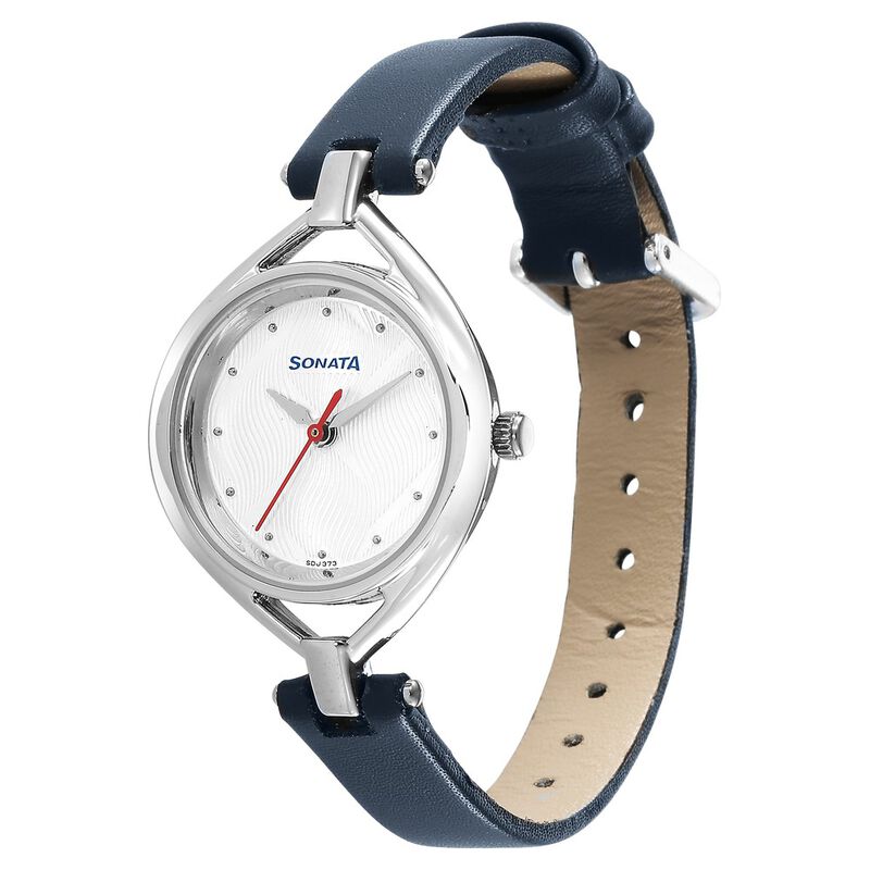 Sonata Alloys Silver Dial Women Watch With Leather Strap