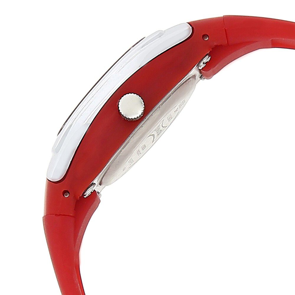 SF Quartz Analog Silver Dial Plastic Strap Watch for Women