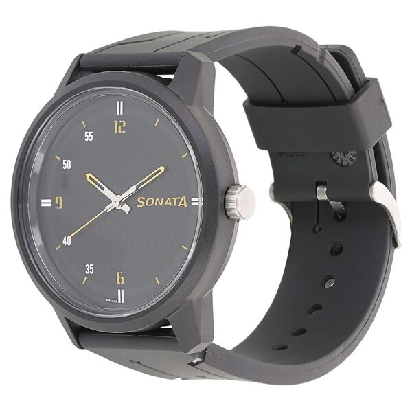 Sonata Quartz Analog Black Dial Plastic Strap Watch for Men - image number 1