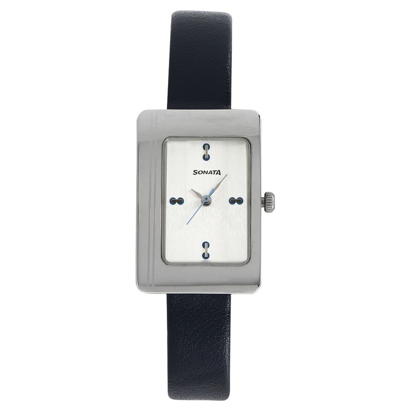 Sonata Quartz Analog Silver Dial Leather Strap Watch for Women - image number 0
