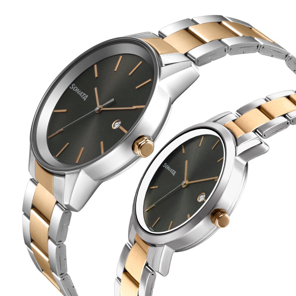 Sonata watches couple discount set