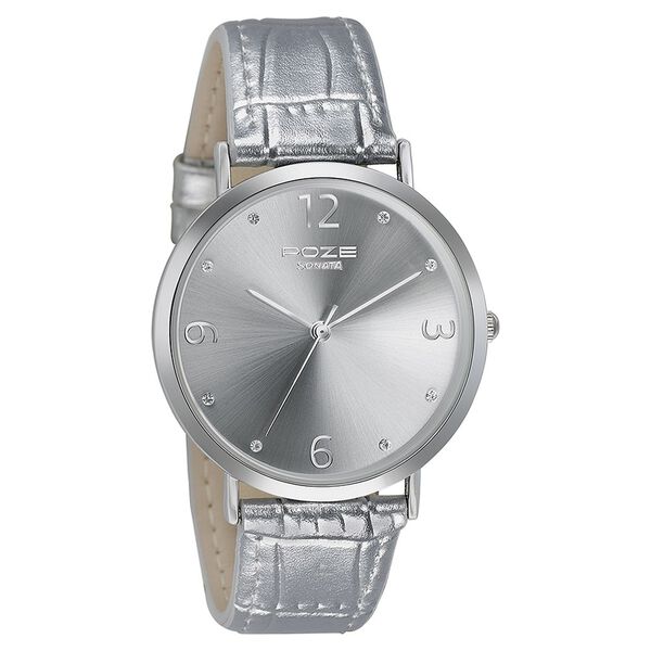 Sonata Poze Quartz Analog Silver Dial Leather Strap Watch for Women - image number 2