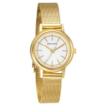 Sonata Essentials White Dial Women Watch With Stainless Steel Strap