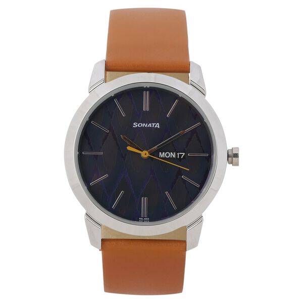 Knot Blue Dial Leather Strap Watch for Men - image number 1