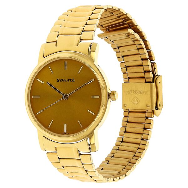 Sonata Quartz Analog Champagne Dial Stainless Steel Strap Watch for Men - image number 1