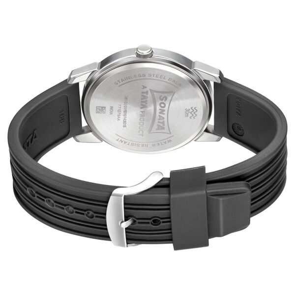 Sonata Smart Plaid Quartz Analog Black Dial TPU Strap Watch for Men - image number 3