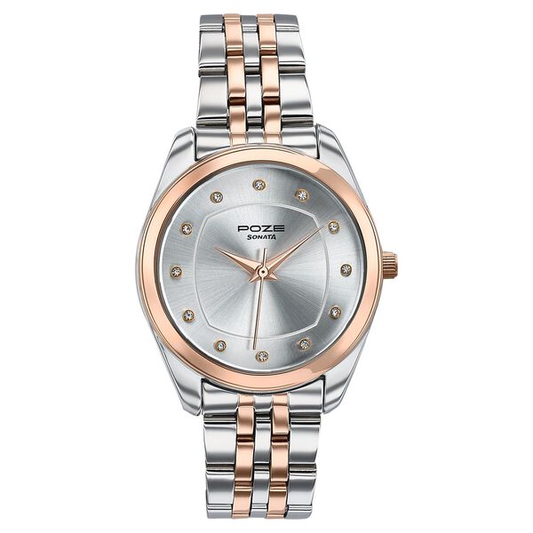 Poze By Sonata Quartz Analog Silver Dial Two Toned Metal Strap Watch For Women - image number 1