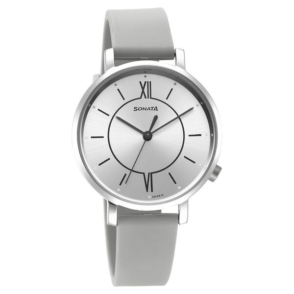 Sonata Essentials Silver Dial Polyurethane Strap Watch for Women - image number 0