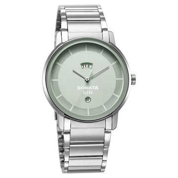 Sonata Sleek Green Dial Analog with Day and Date Watch for Men