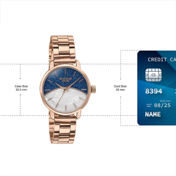 Sonata Poze Quartz Analog Mother of Pearl Dial Rose Gold Metal Strap Watch For Women - image number 3