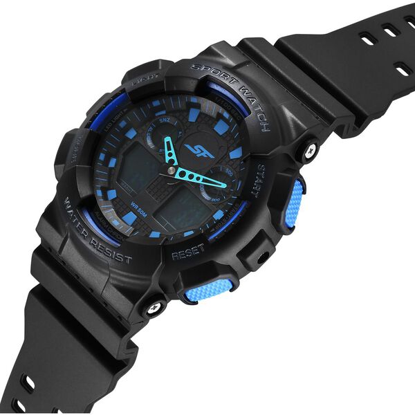 SF Vigour Quartz Digital Analog Digital Black Dial With Black Color Plastic Strap Watch For Unisex - image number 1