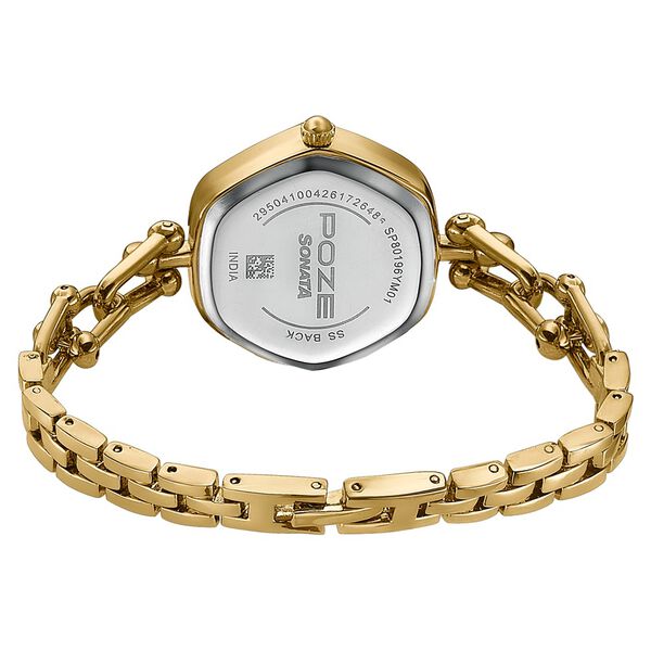 Poze Poze Quartz Analog White Dial Golden Metal Strap Watch For Women - image number 6
