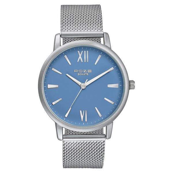 Sonata Poze Quartz Analog Blue Dial Mesh Strap Watch for Men - image number 1