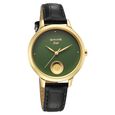 Sonata Gold Quartz Analog Regal Maroon With Gold Coin Dial Brown Leather Strap Watch For Women