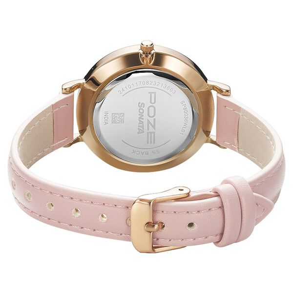 Poze by Sonata Quartz Analog Pink Dial PU Leather Strap Watch for Women - image number 4